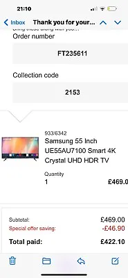 Samsung 55 Inch Smart Tv 4k • £110