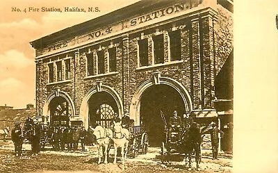 Fire Station Halifax N.s. Canada Horse Drawn Equip. Vintage Postcard (sx 47) • $12