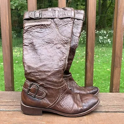$30 • Buy Schuler & Sons Philadelphia Brown Leather Studded Riding Boots 7.5