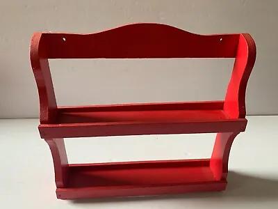 Vintage RED Wall Hanging Wooden 2 Tier Spice Rack • $24