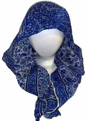 Vintage Marco Polo By Malani 100% Silk Scarf Blue Floral Square- Made In India • £12.50