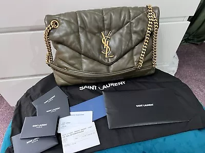 Saint Laurent YSL Puffer Medium Khaki Bag • £1250