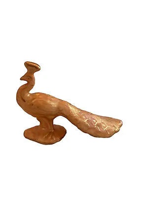 $25 • Buy Vtg Orange Lusterware & Gold Trim Ceramic Peacock Bird Figurine Statue USA Fall