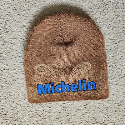 Michelin Beanie Hat Brown Blue Winter Logo One Size • $12.71
