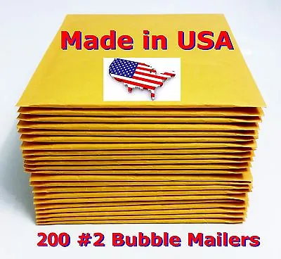 200 #2 8.5x12 Yellow Kraft Bubble Mailers Padded Envelopes Bags 8.5  X 12  • $45.45