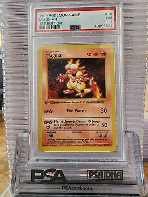 $39.99 • Buy 1999 Pokemon Base Set 1st Edition Magmar 36/102 PSA 7