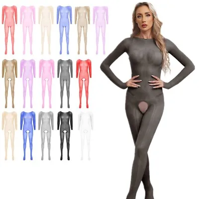 Womens See Through Silky Bodystocking Sexy Jumpsuits Full Bodysuit Shapewear • $12.49