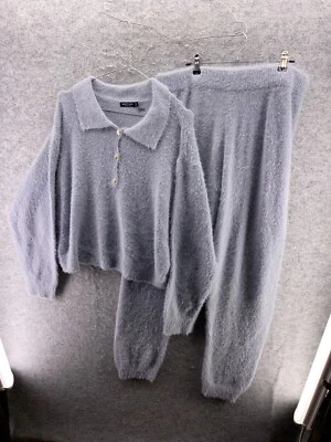 £14.99 • Buy Nasty Gal Collection Womens Large L Light Blue Mohair Style Tracksuit Joggers