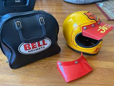 Vintage Bell Moto Star Motorcycle Helmet With Bell Helmet Bag And Custom Paint • $285