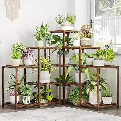 Plant Stand Indoor Outdoor Corner Plant Shelf 5-Tier 11 Potted Flower Shelves Wo • $61.33