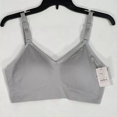 Auden Nursing Bralette Womens Medium Wireless Lightly-Lined Gray • $10.94