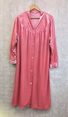 £11.99 • Buy Vintage Velour Night Dress Size 18 Movitex Pink Velvet Dressing Gown Nightie