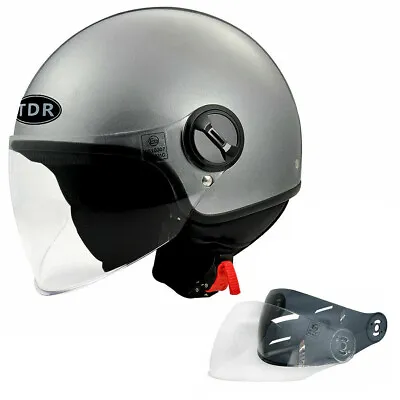 3/4 Open Face Motorcycle Chopper Bike Helmet With Tinted & Clear Visors Lens • $58.61