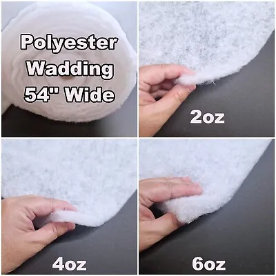 Polyester Wadding High Loft 2oz 4oz 6oz Batting White 54  Quilting Upholstery • £5.50