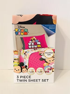 Disney Tsum Tsum 3 Piece Twin Sheet Set Bedding Olaf Tigger Minnie Mickey Mouse • $24.99