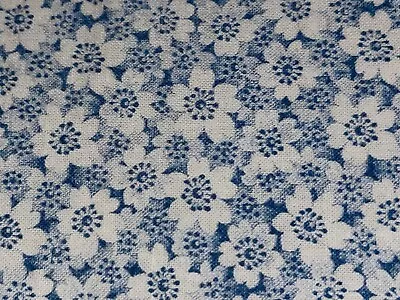 2/3 Yd Blue & White Daisy Flowers Dots Vintage Small Print Cotton Fabric 23 X44  • $4.29