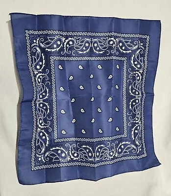 Large Polyester Non Fading Paisley Blue Bandana 20.5  X 19.5  Inches Durag New • $14.99