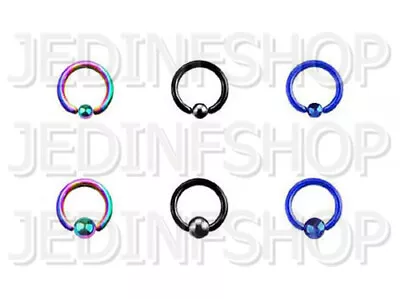 BCR Hoop Captive Bead Ring CBR | 2.4mm (10g) - 10mm | Titanium Anodised • £4.50