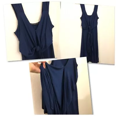 Soprano Medium Stretchy Dress Navy Blue Front Tie Sleeveless Lightweight NWOT • $17.89