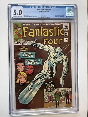 Fantastic Four #50 Marvel Comics 1966 CGC 5.0 Silver Surfer Battles Galactus 🔑 • £301.60