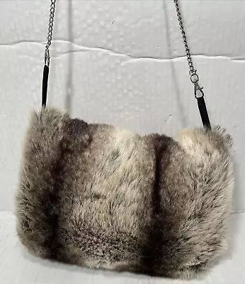 Vintage Brown Faux Fur Hand Muff With Chain Inside Pocket • $14.99