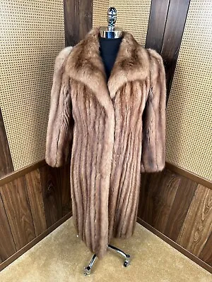 Beautiful 3/4 Length 44  Natural Brown Russian Sable Fur Coat Jacket Medium 6-8 • £1895.56