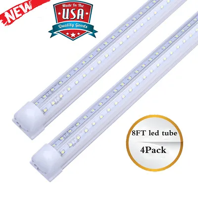 4 Pack 8 Foot LED Tube Light 8FT 72W T8 V Shaped LED Shop Light LED Bulb 8640LM • $77.34