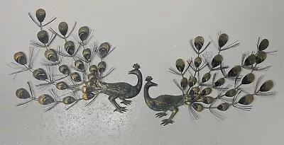 MCM Vintage Peacocks Wall Art Hangers Metal Pair Mid Century Modern RARE COLOR • $45