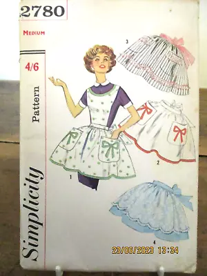 VINTAGE Simplicity Sewing Pattern No. 2780 - 1950's APRONS - UNCUT - SIZE MEDIUM • $29.95