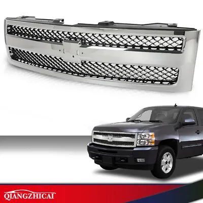 Fit ForChevrolet Silverado 1500 2007-2013 Grille Chrome Shell W/ Black Insert • $105.88