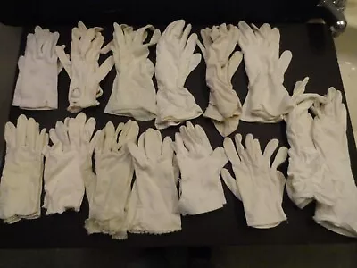 14 Pairs Vintage Ladies White Gloves Evening Fancy Embroidered Sizes 6 & 7 Small • $0.99