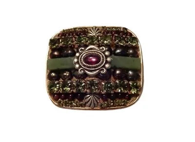 Michal Golan Modernist Ornate Mixed Materials Multi Colored Brooch • $39.99