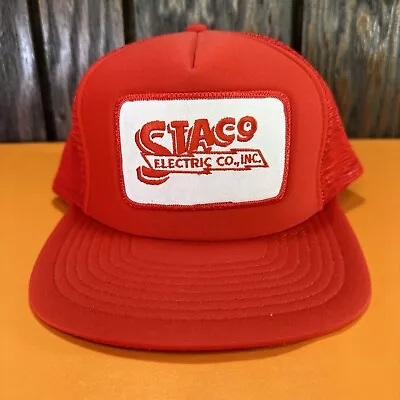 Vintage Staco Electric Co In Trucker Hat Snapback Cap Red Patch New Electrician • $10