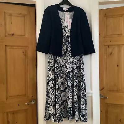 £6.50 • Buy Slimma/ Bnwt/ Rrp.£45….  Navy Occasion/ Summer Floral Dress And Jacket.  S/12….