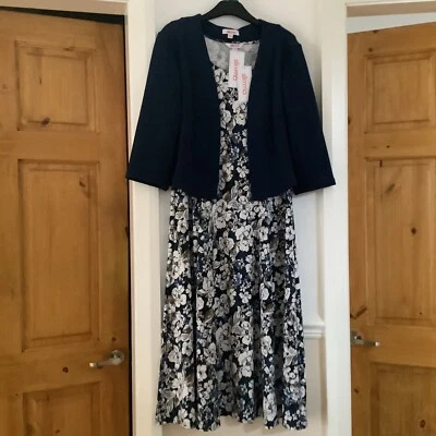 £6.50 • Buy Slimma/ Bnwt/ Rrp.£45….  Navy Occasion/ Summer Floral Dress And Jacket.  S/12….