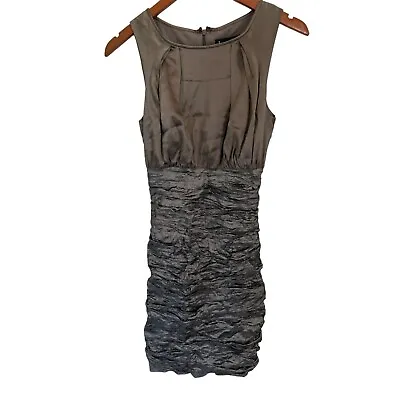 Nicole Miller Cocktail Dress Stretch Bodycon Evening Bronze Silver Color Size 4 • $24.99