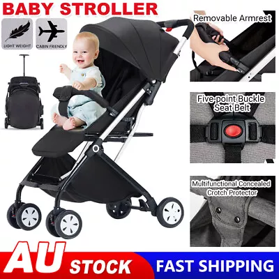 Foldable Baby Stroller Childs Pram Trolley Handle Pushchair Five Way Seat Belt • $129.95