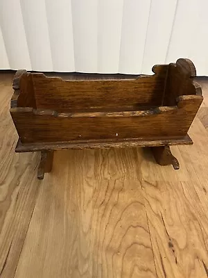 Vintage Handcrafted Wooden Doll Cradle Holds An 11” Doll • $7.99
