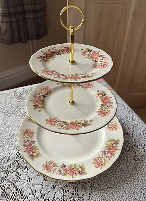 Pretty Vintage Colclough Bone China 3 Tier Large Cake Stand Honeysuckle Wayside • £16.99