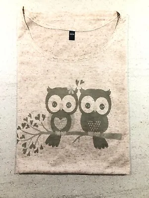 Women’s Owl Top Size 16 18 20 Bird Print Tee Linen Long T-shirt New • £12.99