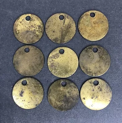 Lot Of 9 Vintage Blank Round Brass Tags 1-3/8” • $15