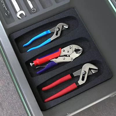Tool Drawer Organizer Pliers Holder Insert Black Foam Tray 3 Pockets • $18.98