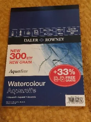 £7.99 • Buy Daler Rowney Aquafine Pad 300gsm 254x178mm (10x7 ) 12 Sheets - Gummed Pad