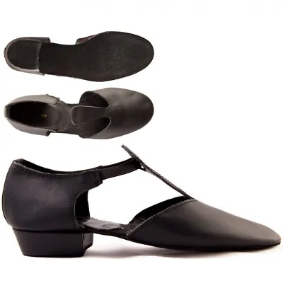 £16.95 • Buy 💥SALE💥 Black Leather Dance Greek Sandal Teaching Jive Ceroc Salsa Shoes 1½ UK