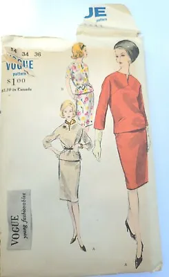 Vintage Vogue 5810 Misses 14 Bust 34  2 Piece Dress 1950s Sewing Pattern Uncut • $8