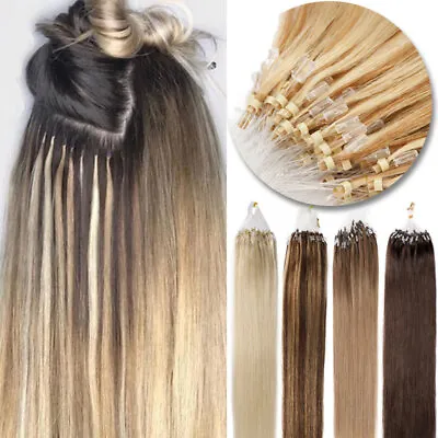 CLEARANCE Micro Ring Loop Tip Remy Human Hair Extensions Micro Beads Link Hair W • $39.34