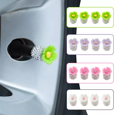 4Pcs Cherry Blossom Tire Valve Stem Caps Bling Crystal Car Tyre Cap Cover • $3.12