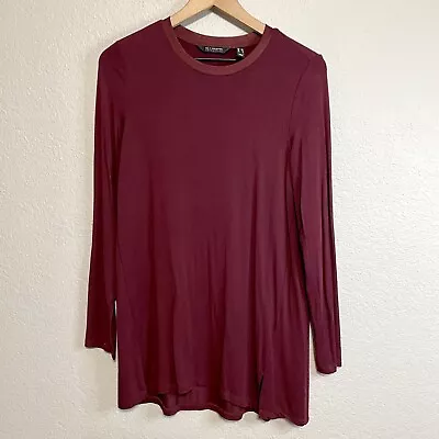  H By Halston Women’s XS Essential Long Sleeve Crew Neck Tunic Soft Burgundy  • $17.99