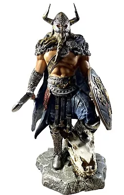 LOOYAR Resin Viking Warrior Thro Dragon Slayer Ornament Decoration Statue (Blue) • £95.19