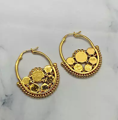 Auth CELINE Ornate Hoop Earrings - Pre Owned / KS4639 • $139.99